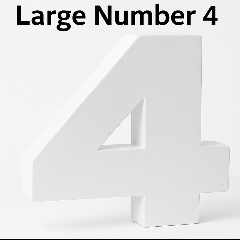 Large White Number 4 Decor